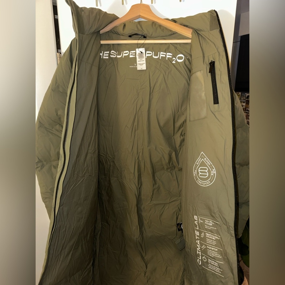 NWT Aritzia Super Puff20 Waterproof Long Coat Green Size Large - Picture 5 of 5